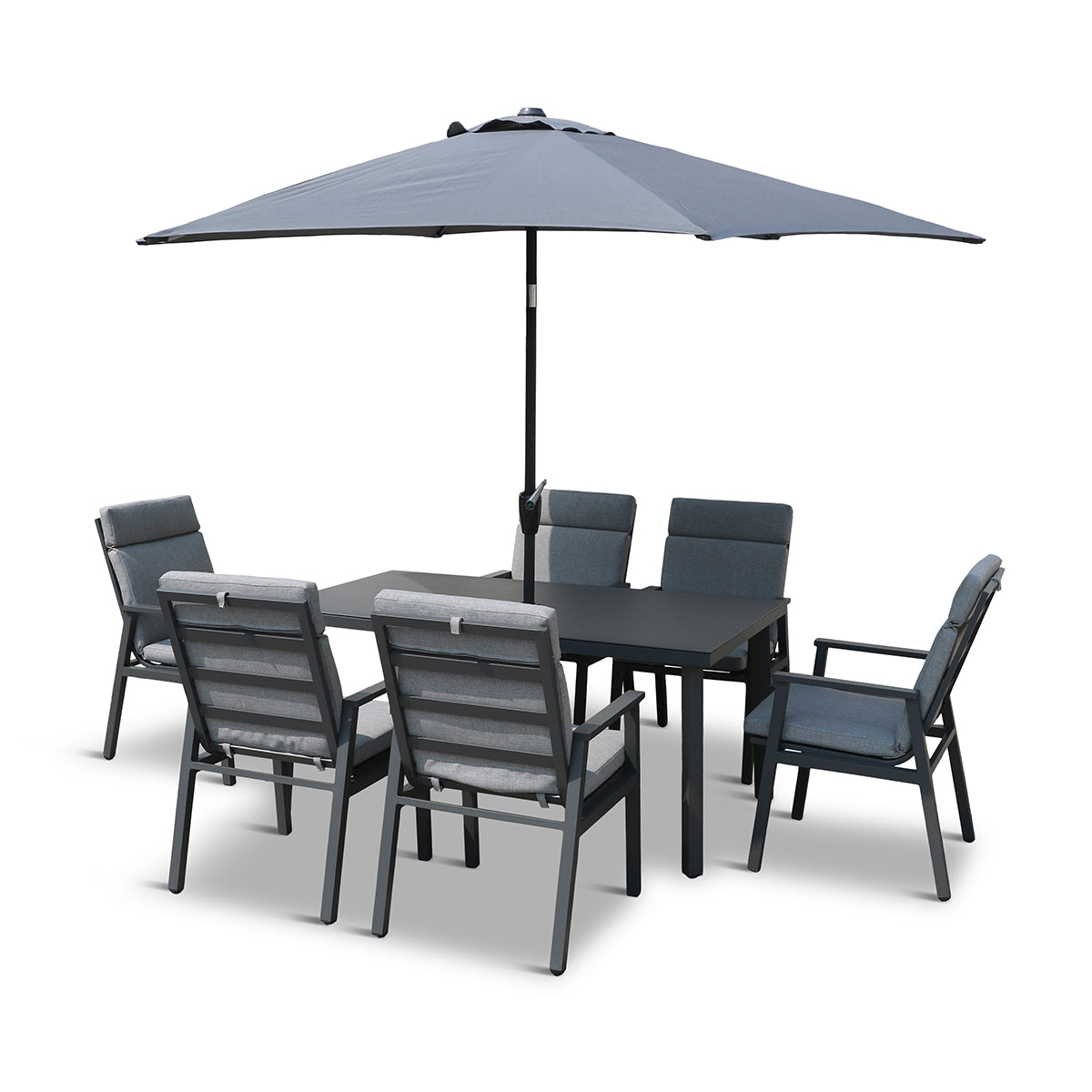 barcelona patio umbrella Barcelona 6 Seat Dining Set with 3.0m Parasol – LG OUTDOOR