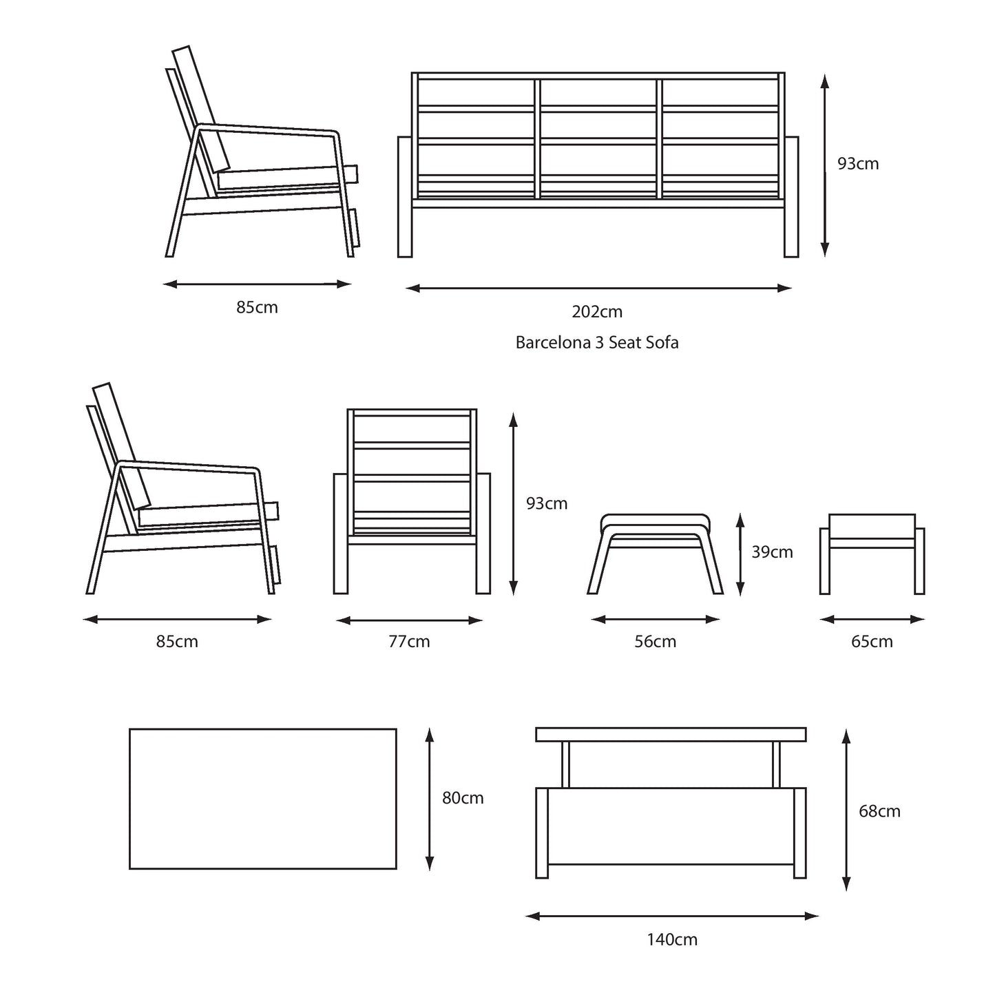 Barcelona Lounge Dining Set with Adjustable Table