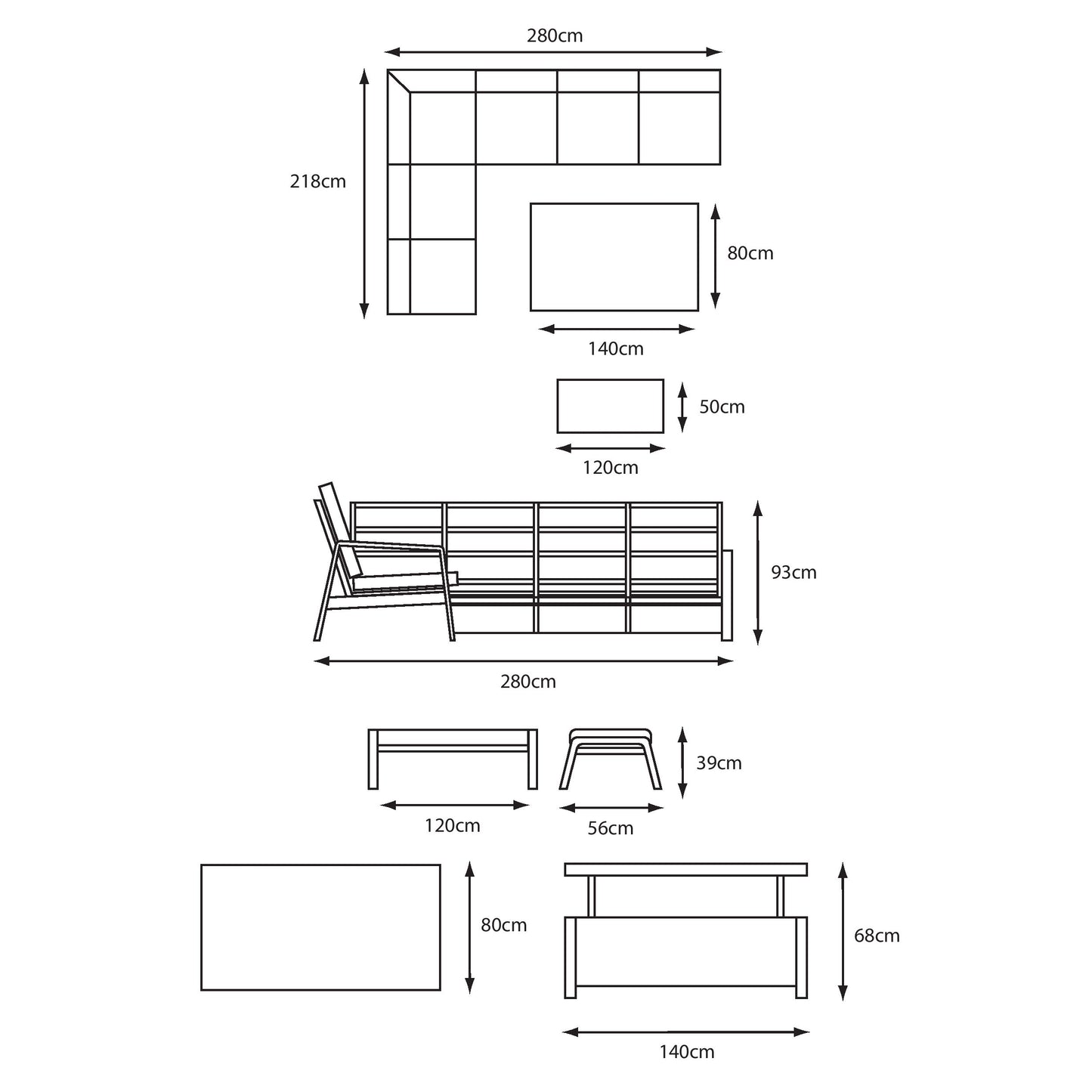 Barcelona Modular Dining Set with Adjustable Table