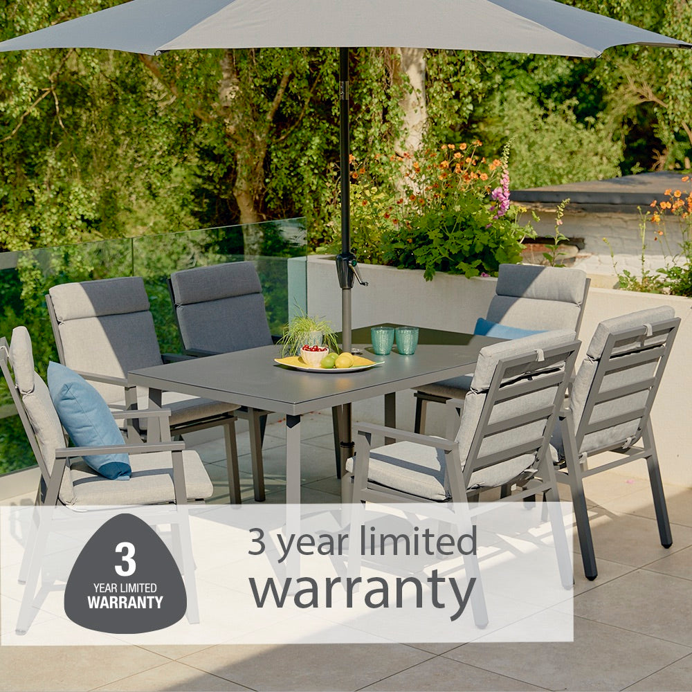 Barcelona 6 Seat Dining Set with 3.0m Parasol