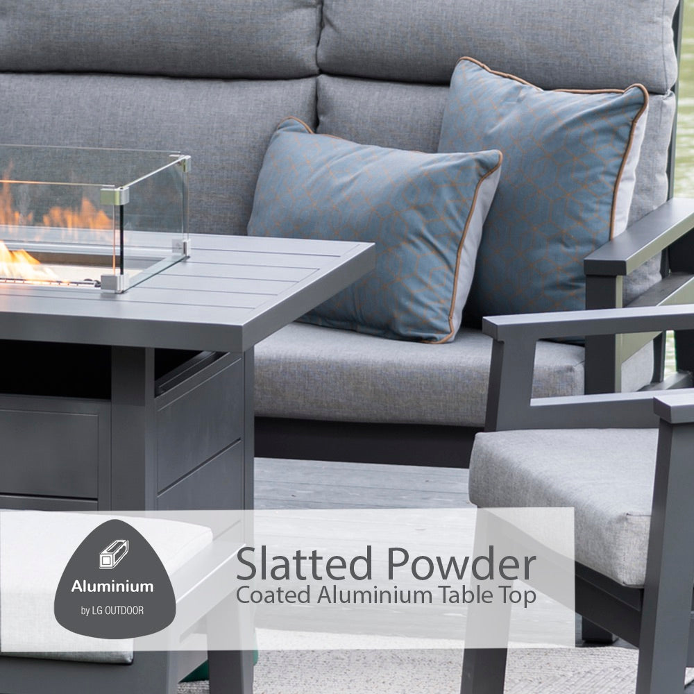 Barcelona Lounge Dining Set with Gas Firepit Table