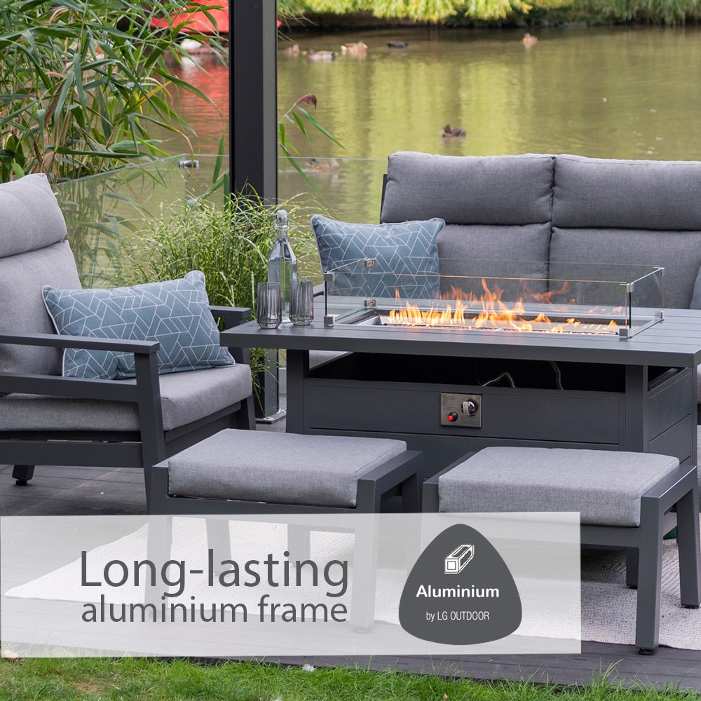 Barcelona Lounge Dining Set with Gas Firepit Table
