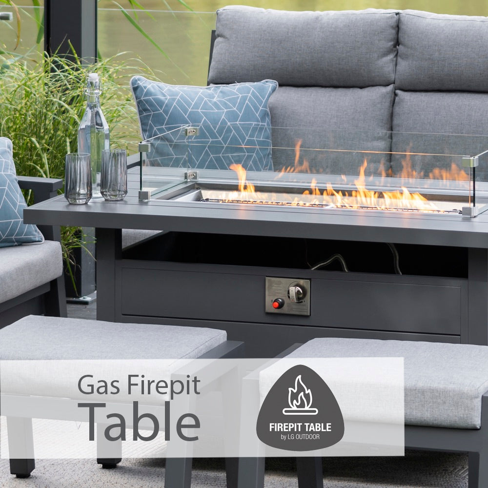 Barcelona Lounge Dining Set with Gas Firepit Table