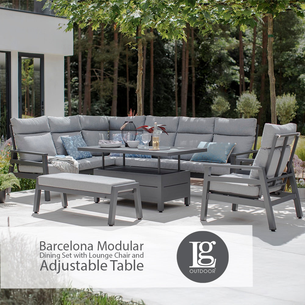 Barcelona Modular Dining Set with Lounge Chair and Adjustable Table