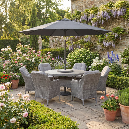 Corsica 6 Seat Dining Set With 3.0m Deluxe Parasol