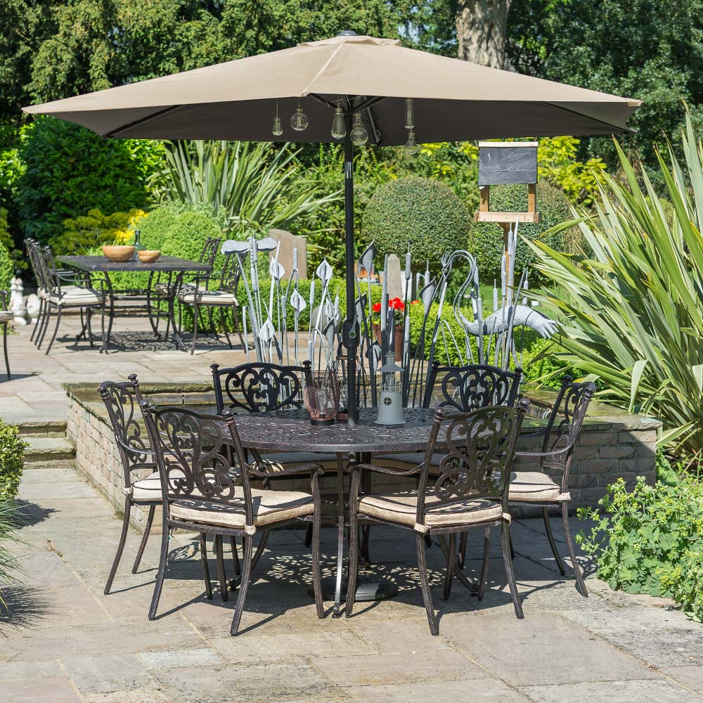 Devon 6 Seat Dining Set with 3.0m Parasol