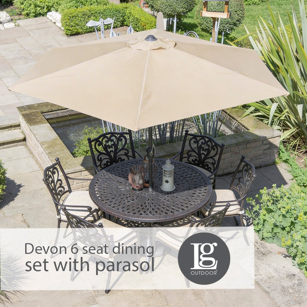 Devon 6 Seat Dining Set with 3.0m Parasol