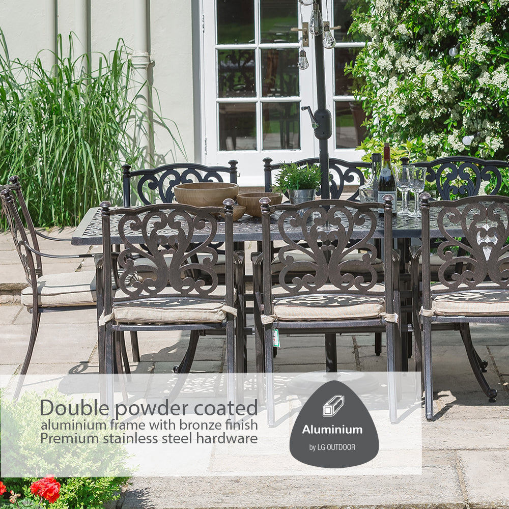 Devon 8 Seat Dining Set with 2.0 x 3.0m Parasol