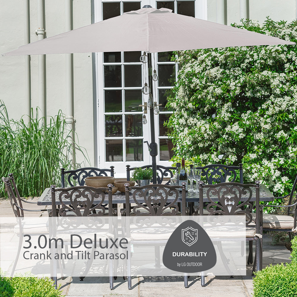 Devon 8 Seat Dining Set with 2.0 x 3.0m Parasol