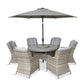 Florence 6 Seat Dining Set with Weave Lazy Susan and Deluxe 3.0m Parasol