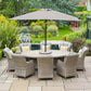Florence 8 Seat Oval Dining Set with Weave Lazy Susan and Deluxe 2.0 x 3.0m Parasol