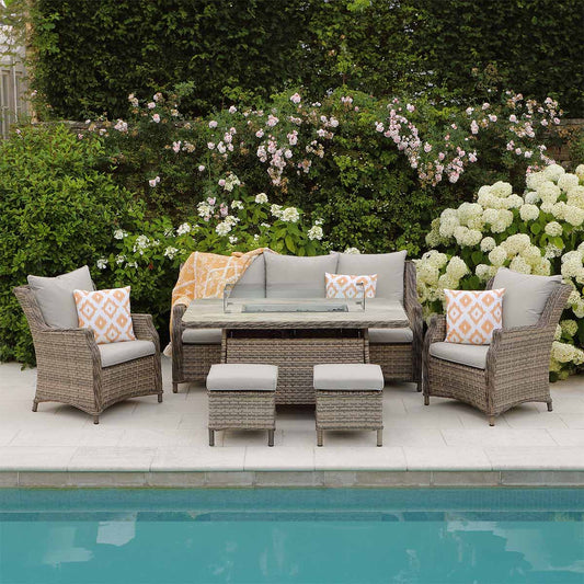 Florence Lounge Dining Set with Gas Firepit Table