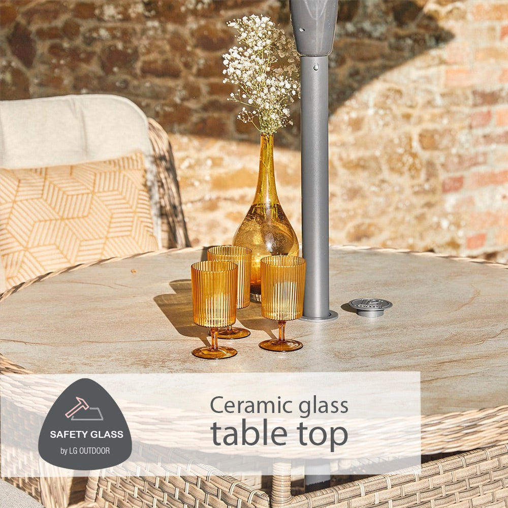 Florence 4 Seat Dining Set with Deluxe 2.5m Parasol