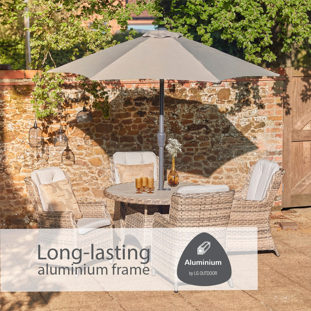 Florence 4 Seat Dining Set with Deluxe 2.5m Parasol