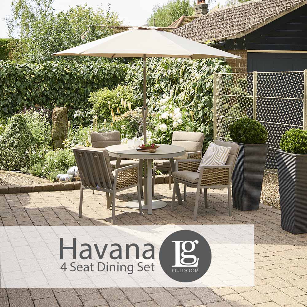 Havana 4 Seat Dining Set with 2.5m Parasol