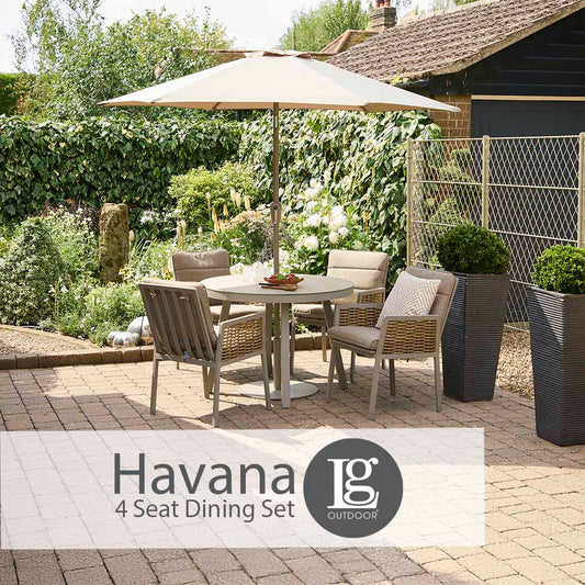 Havana 4 Seat Dining Set with 2.5m Parasol