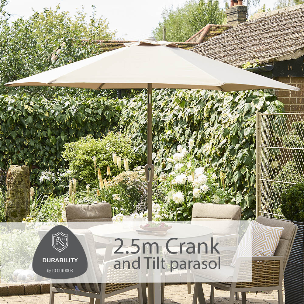Havana 4 Seat Dining Set with 2.5m Parasol
