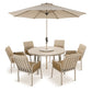 Havana 6 Seat Dining Set with Lazy Susan and 3.0m Parasol