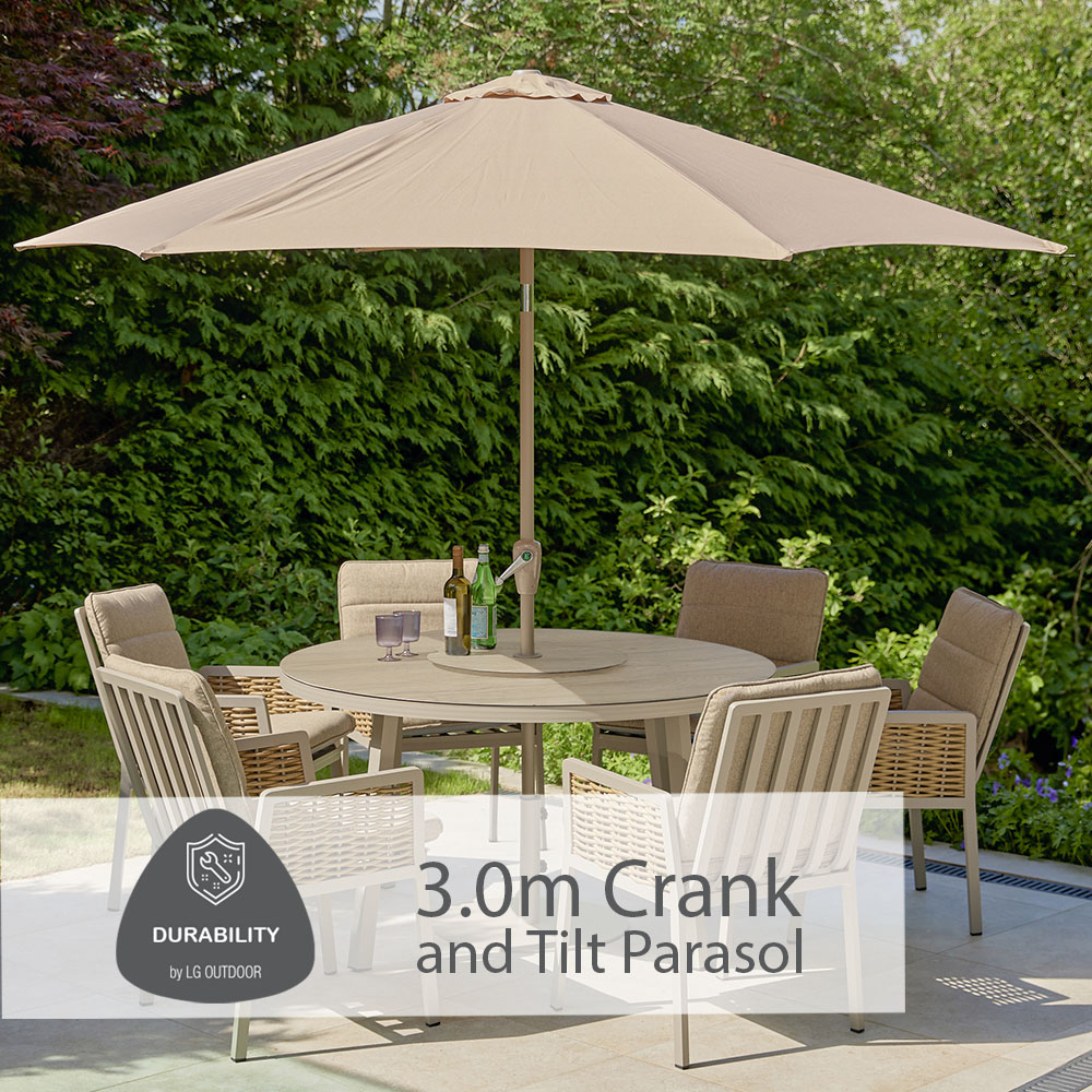 Havana 6 Seat Dining Set with Lazy Susan and 3.0m Parasol
