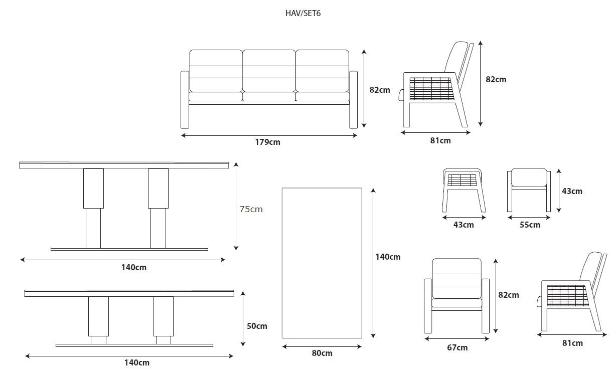 Havana Lounge Dining Set with Adjustable Table