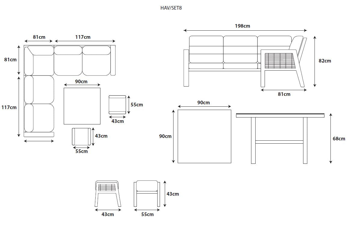 Havana Compact Modular Dining Set