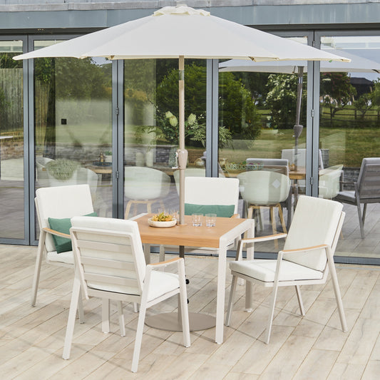 Lisbon 4 Seat Dining Set with 2.5m Parasol