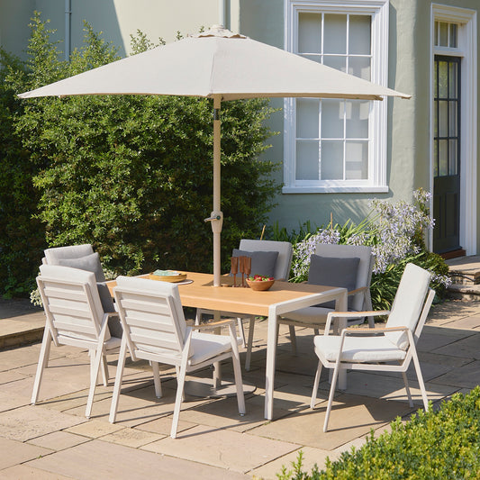 Lisbon 6 Seat Dining Set with 3.0m Parasol