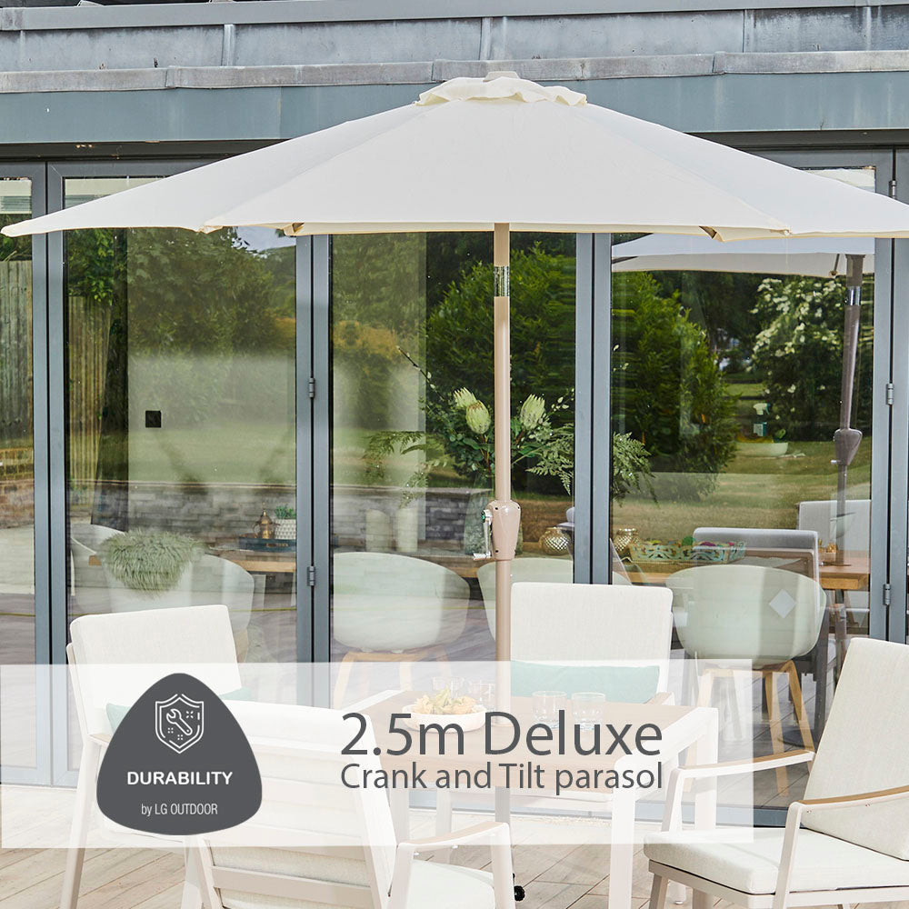 Lisbon 4 Seat Dining Set with 2.5m Parasol