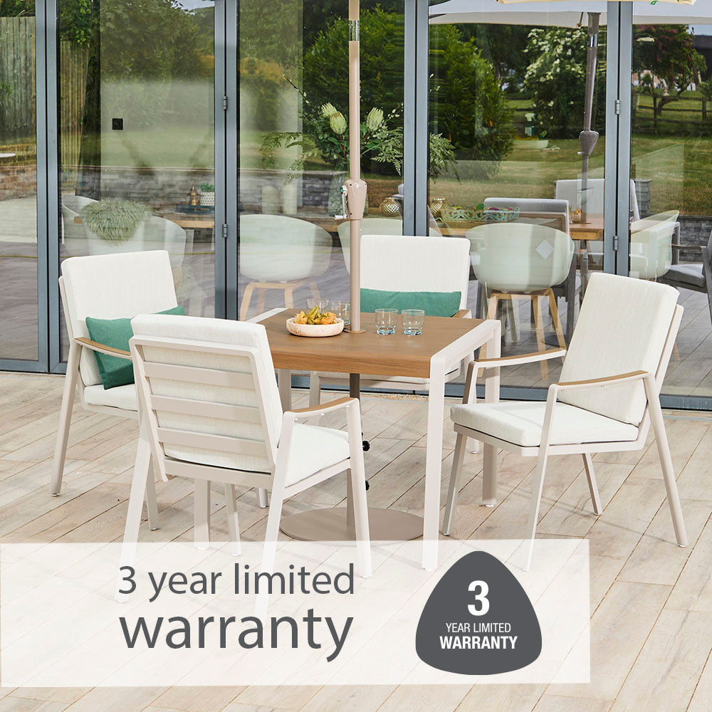 Lisbon 4 Seat Dining Set with 2.5m Parasol