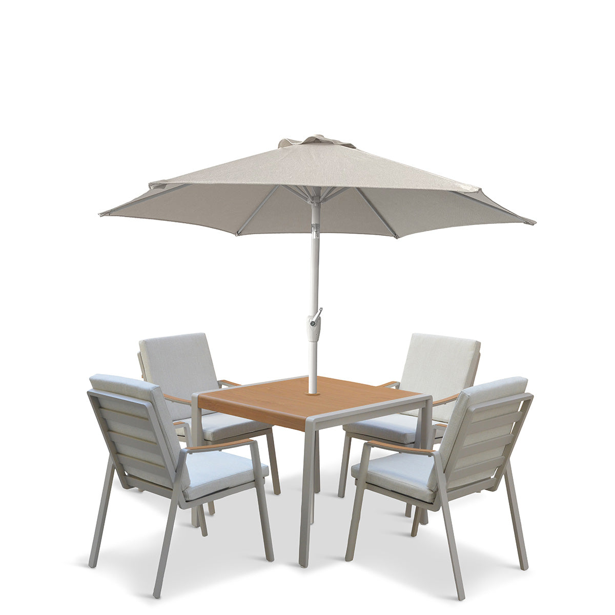Lisbon 4 Seat Dining Set with 2.5m Parasol