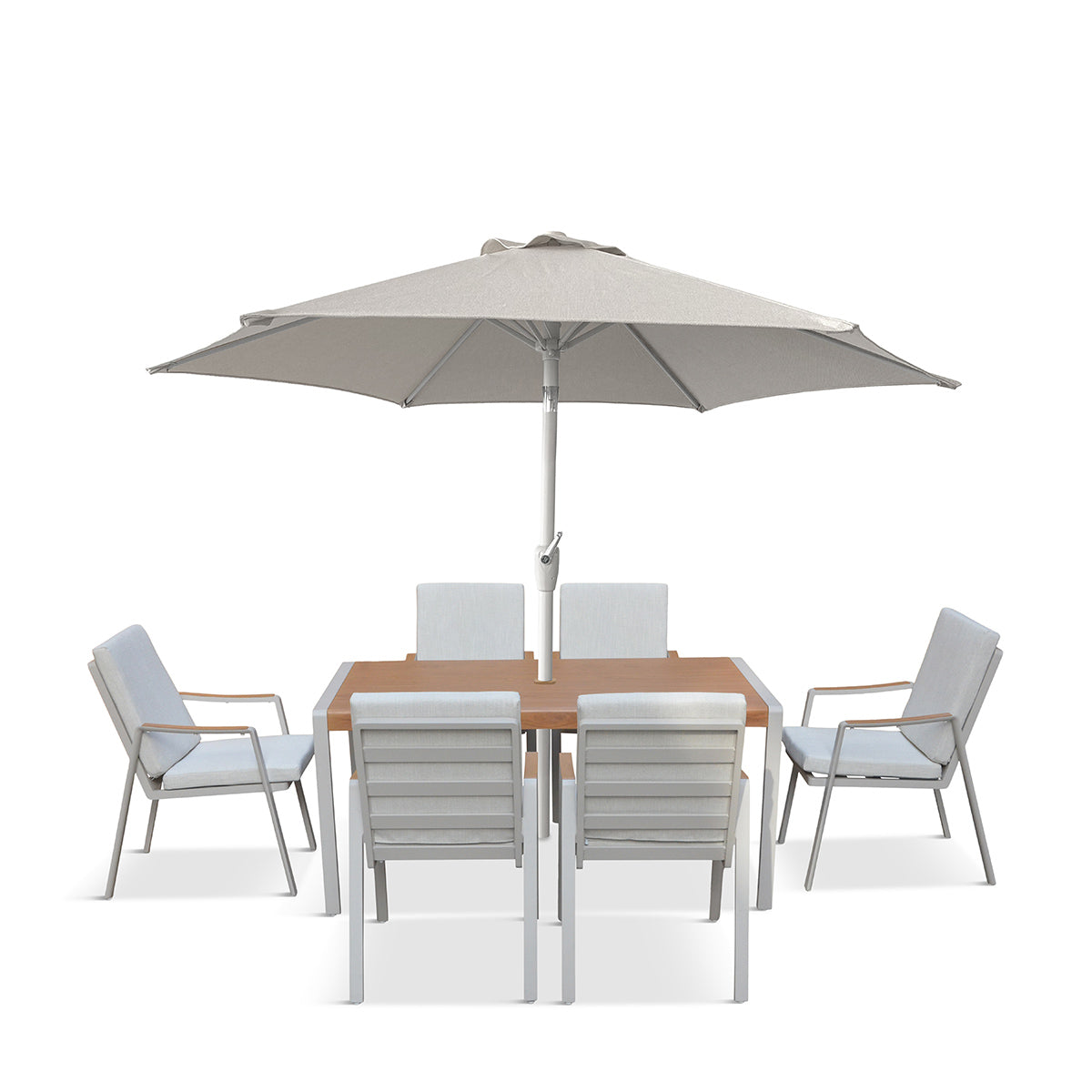 Lisbon 6 Seat Dining Set with 3.0m Parasol