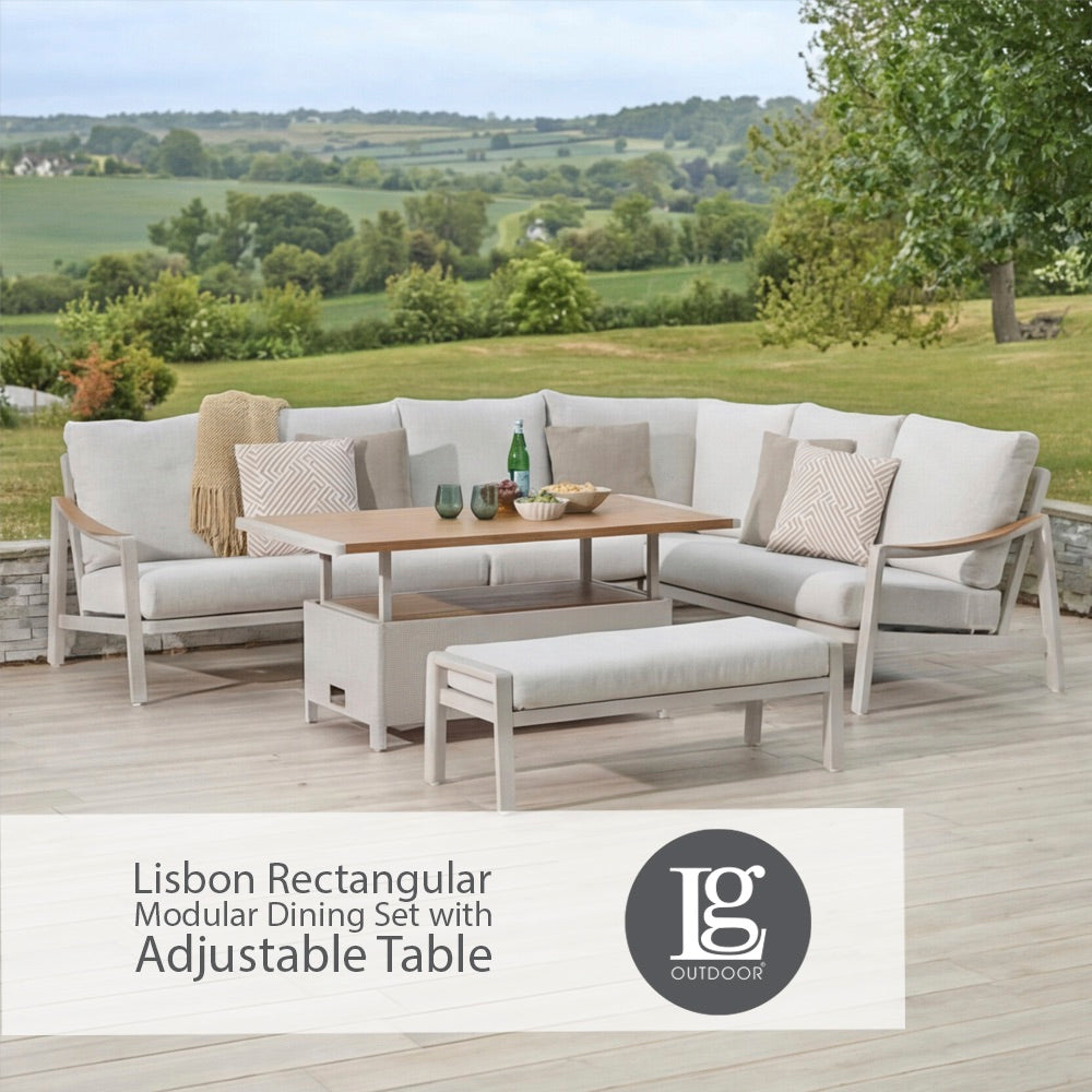 Lisbon Rectangular Modular Dining Set with Adjustable Table