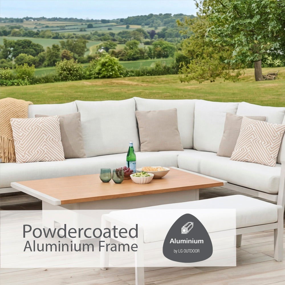 Lisbon Rectangular Modular Dining Set with Adjustable Table and Lounge Chair