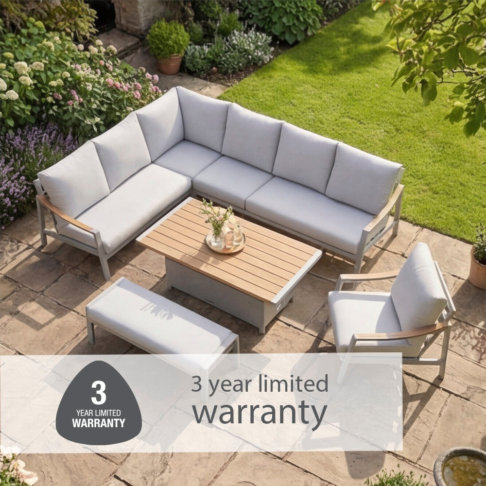 Lisbon Rectangular Modular Dining Set with Adjustable Table and Lounge Chair