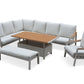 Lisbon Rectangular Modular Dining Set with Adjustable Table and Lounge Chair