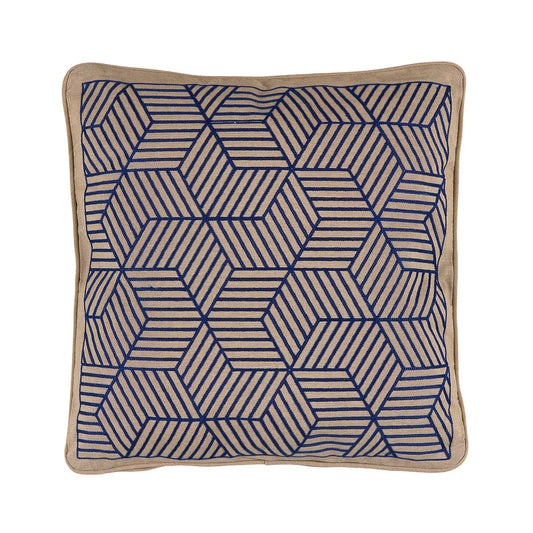 Blue Striped Cubes 50cm Embroidered Scatter Cushion