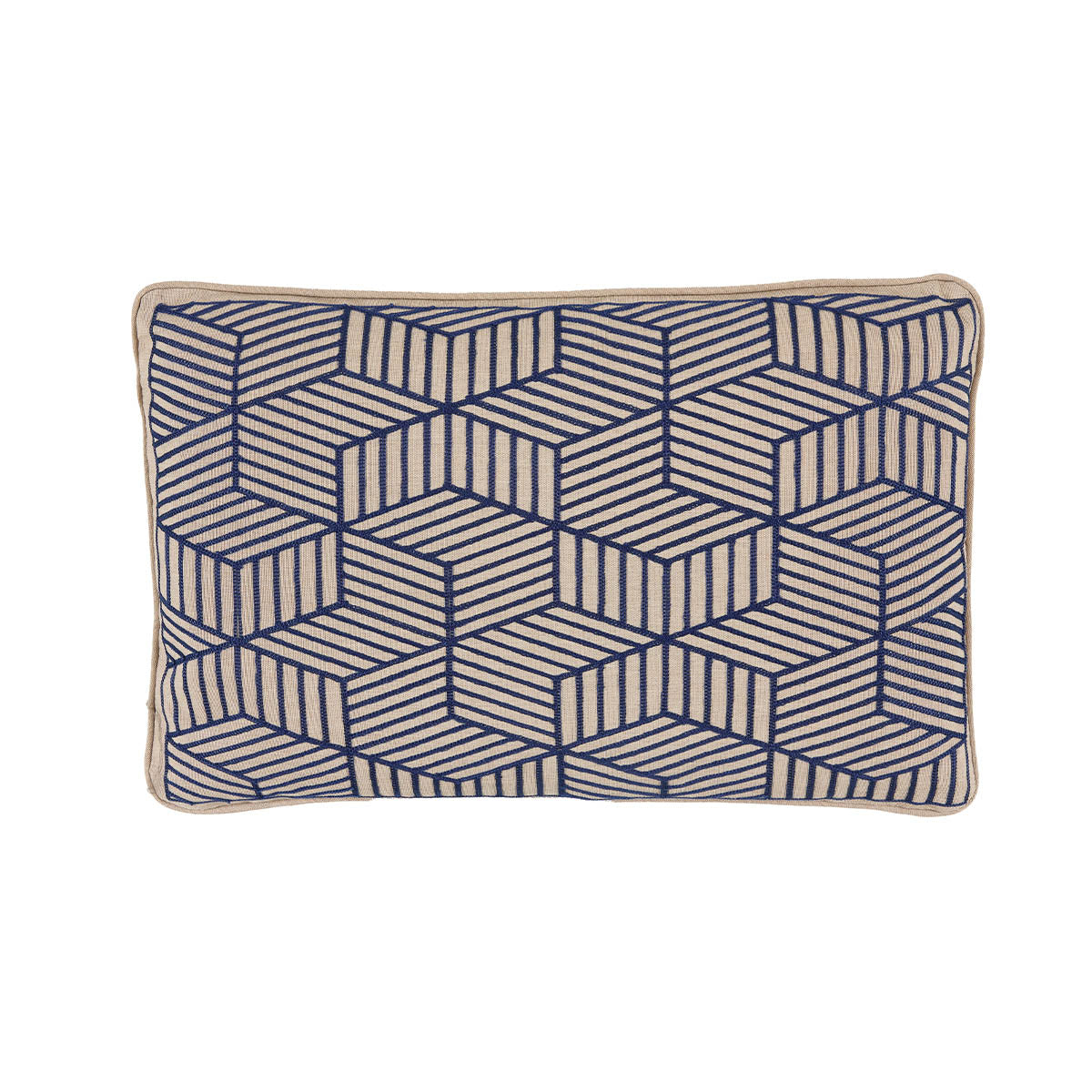 Blue Striped Cubes 40 x 60cm Embroidered Scatter Cushion