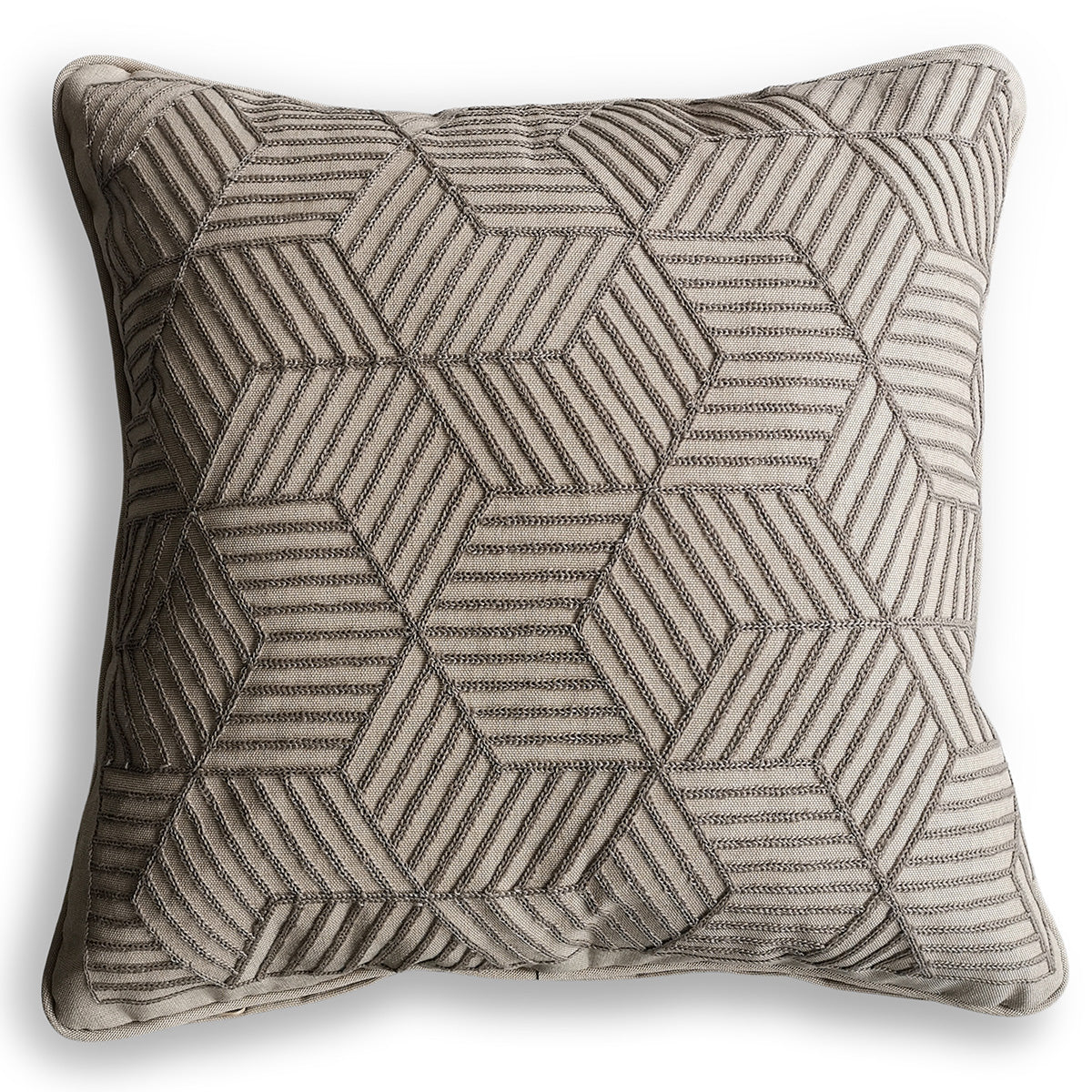 Grey Striped Cubes 50cm Embroidered Scatter Cushion