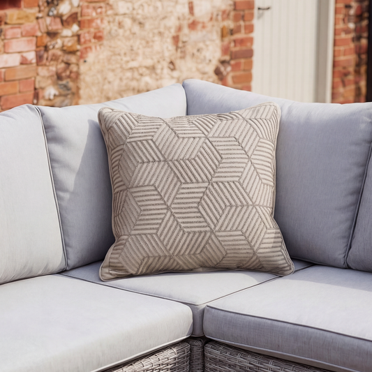 Grey Striped Cubes 50cm Embroidered Scatter Cushion