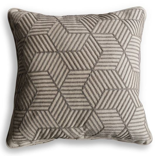 Grey Striped Cubes 50cm Embroidered Scatter Cushion