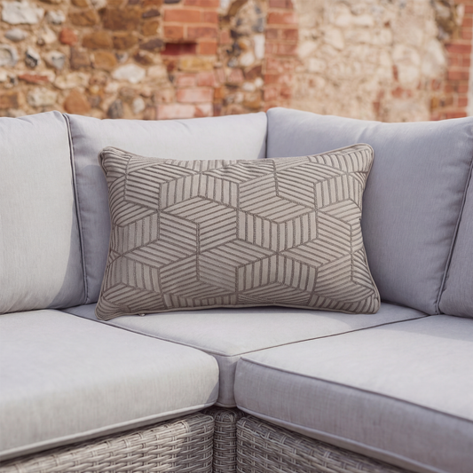 Grey Striped Cubes 40 x 60cm Embroidered Scatter Cushion