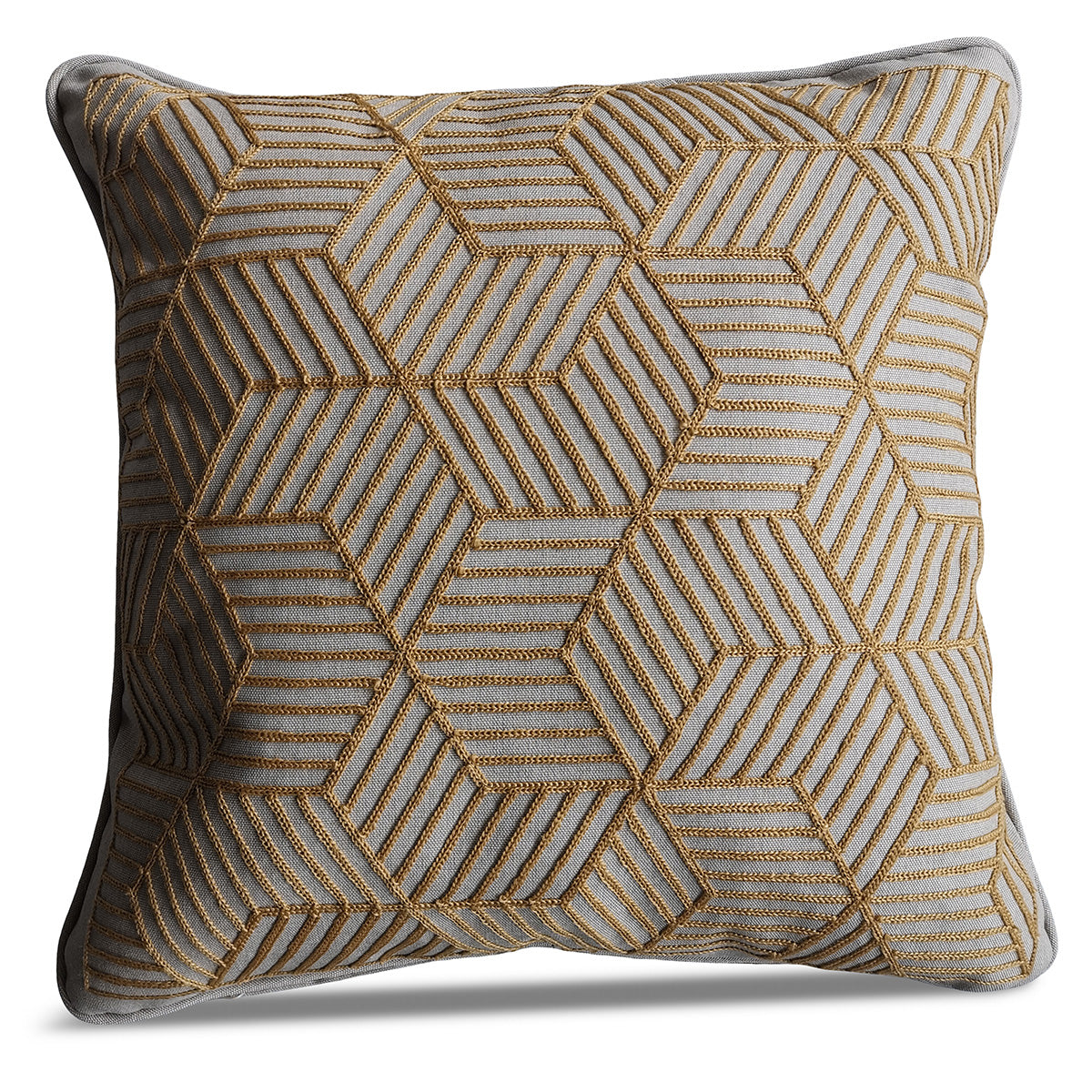 Gold Striped Cubes 50cm Embroidered Scatter Cushion