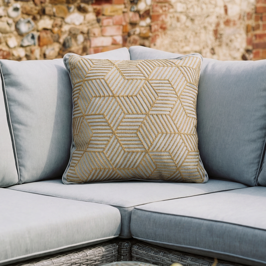 Gold Striped Cubes 50cm Embroidered Scatter Cushion