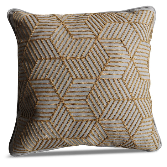 Gold Striped Cubes 50cm Embroidered Scatter Cushion
