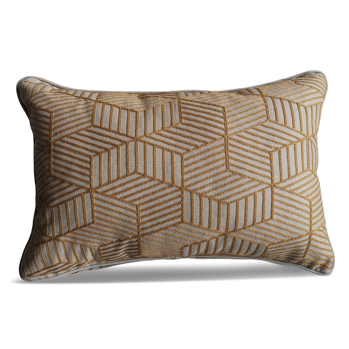 Gold Striped Cubes 40 x 60cm Embroidered Scatter Cushion