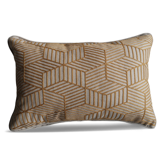 Gold Striped Cubes 40 x 60cm Embroidered Scatter Cushion