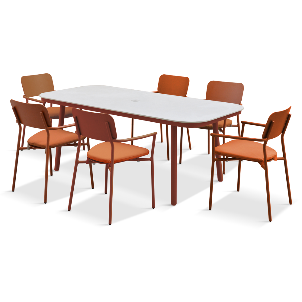 Laguna Terracotta 6 Seat Rectangular Dining Set