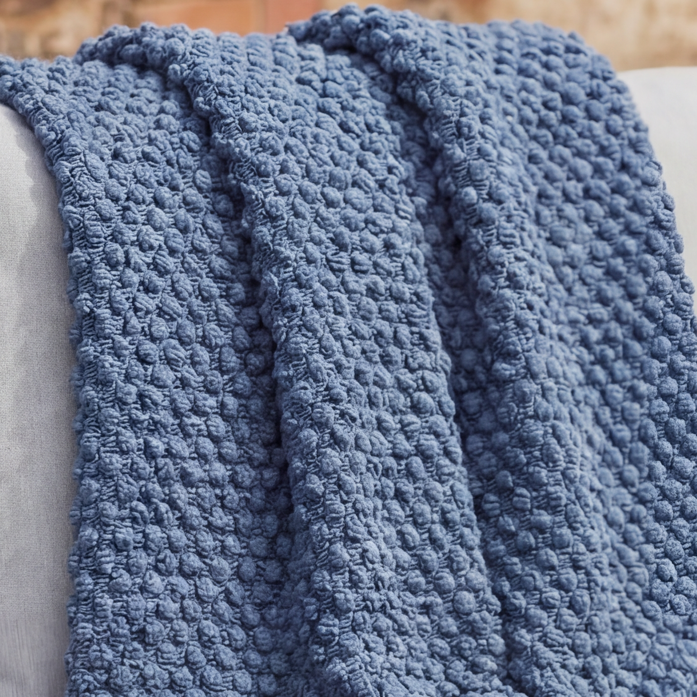 Knitted Throw - Cobalt Blue