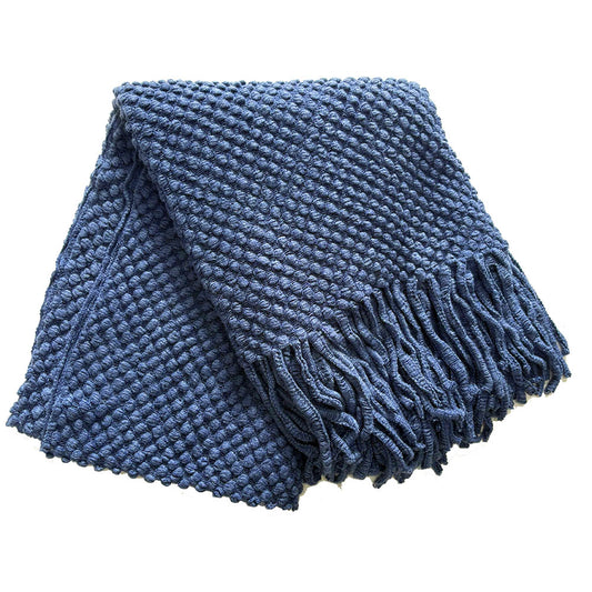 Knitted Throw - Cobalt Blue