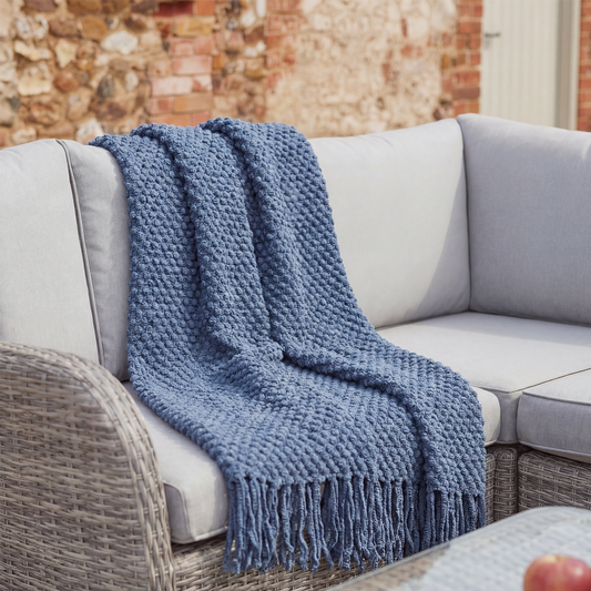 Knitted Throw - Cobalt Blue